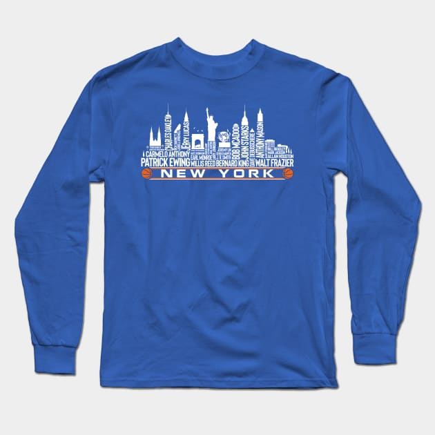 New York Basketball Team All Time Legends Long Sleeve T-Shirt by Legend Skyline